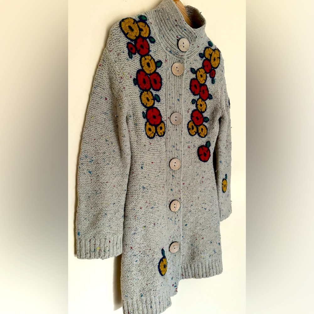 SPARROW (ANTHROPOLOGIE) BEIGE PIGMENT STITCH SWEATERCOAT SIZE Medium WOOL BLEND